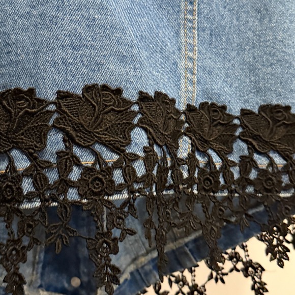 Vtg Magnet Art Denim Lace Trim Vest Lynn Yake Made USA L - Picture 11 of 14